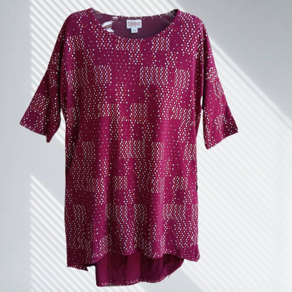 LuLaRoe Women's Top Tee Tunic Short Sleeves Burgundy Size XS
